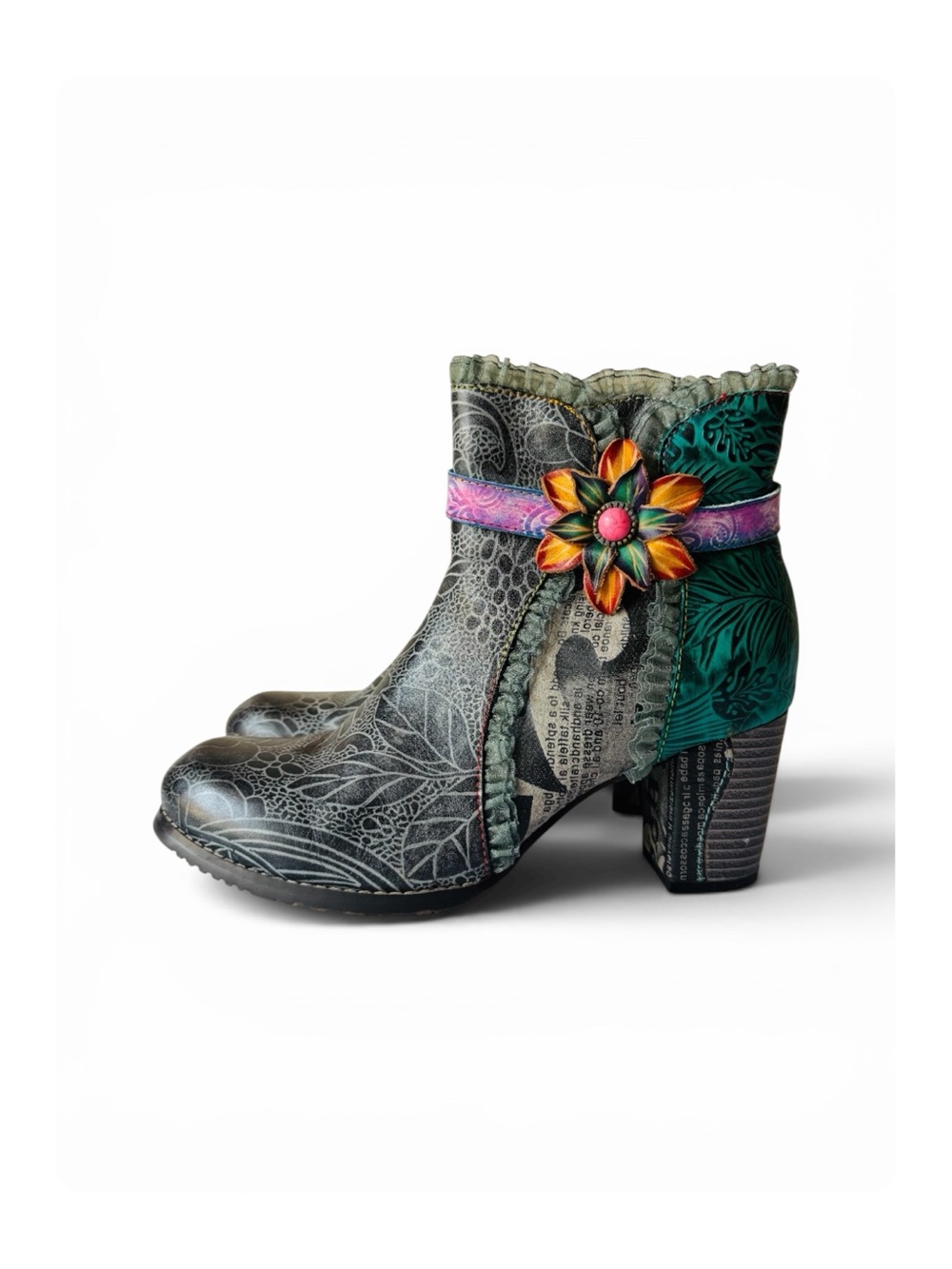 ★ Vintage Socofy Women’s Handmade Bohemian Retro Style Genuine Leather Boots 40★